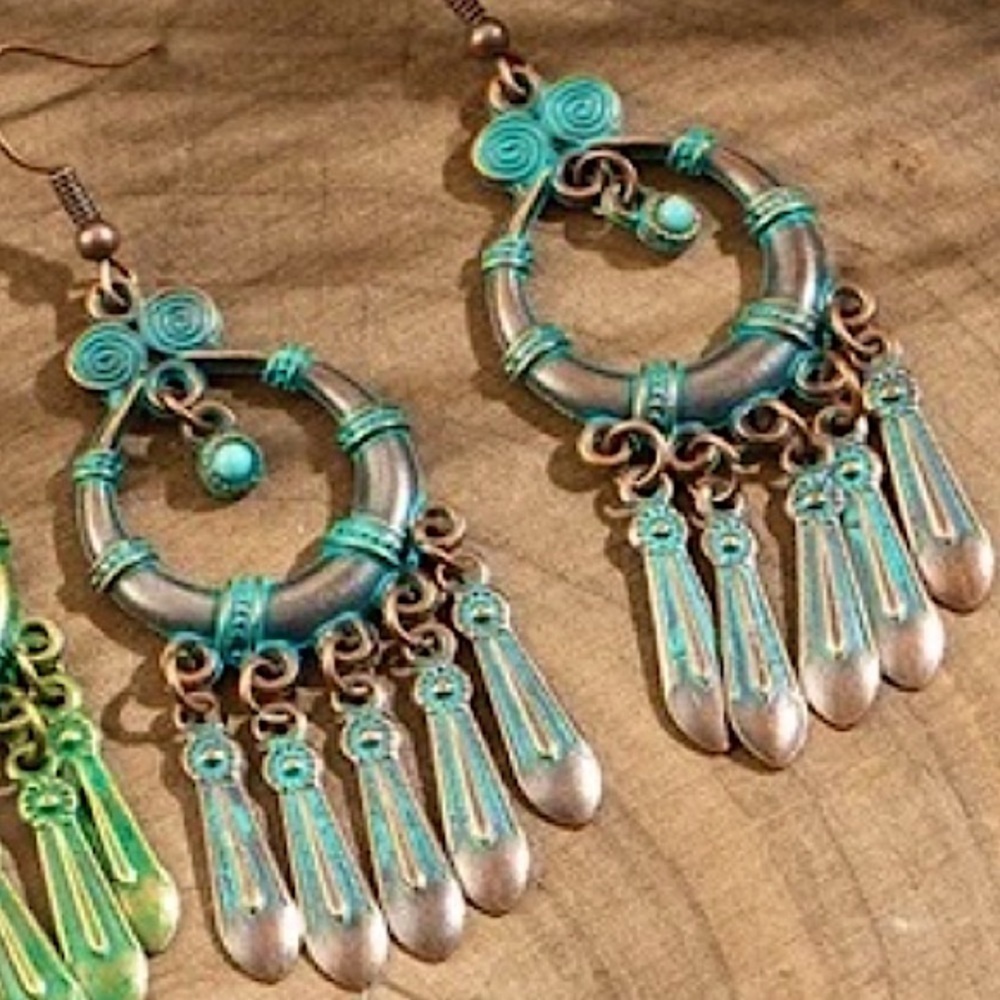 Boho Metal Tassel Metal Indian Dangle Earrings